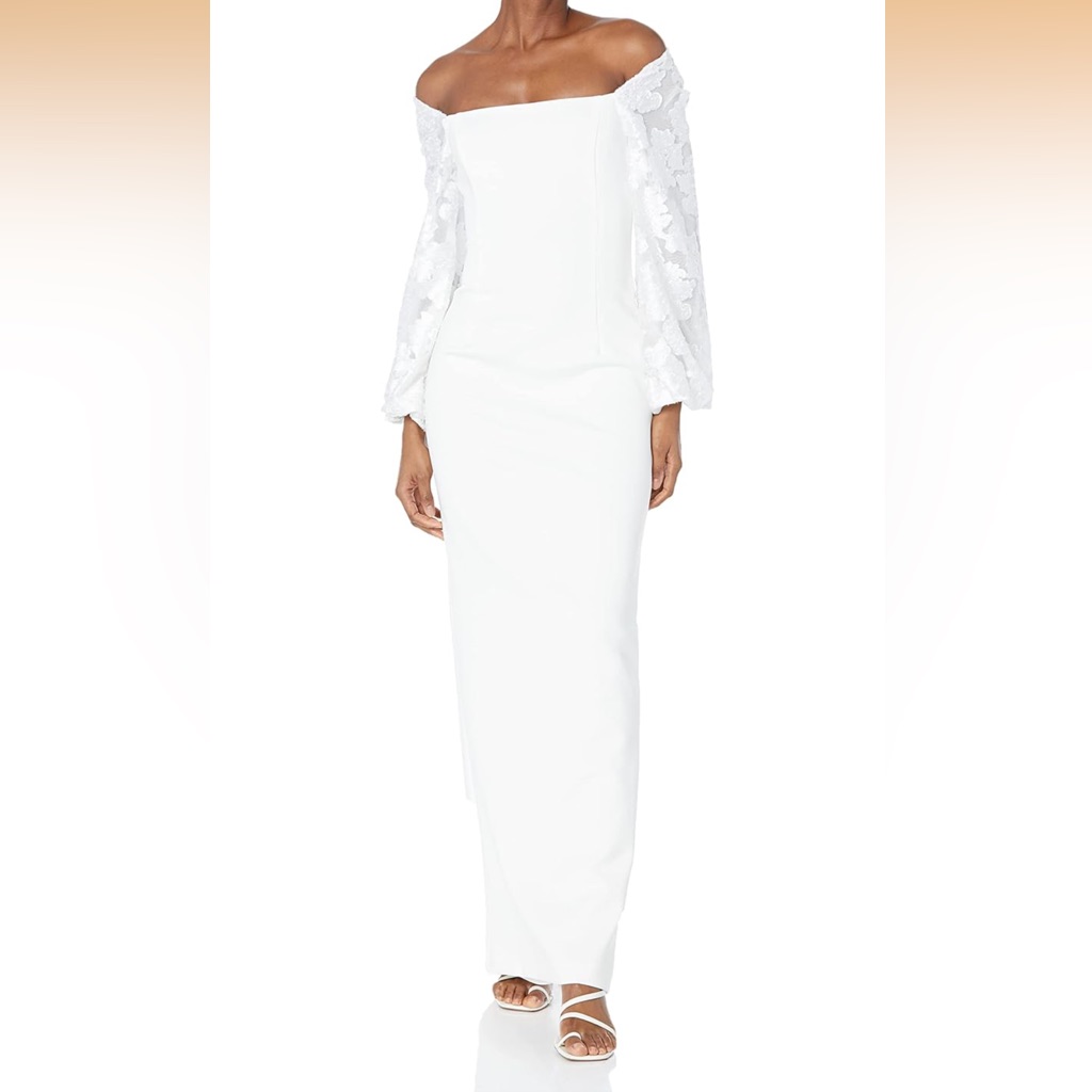 Black Halo Tiana Burnout-Sleeve Column Gown Size 2 Nwt